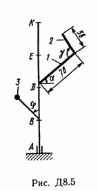 Решение задачи Д8 В53 (рис 5 усл 3) теормех Тарг 1989 г