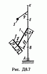 Решение задачи Д8 В74 (рис 7 усл 4) теормех Тарг 1989 г