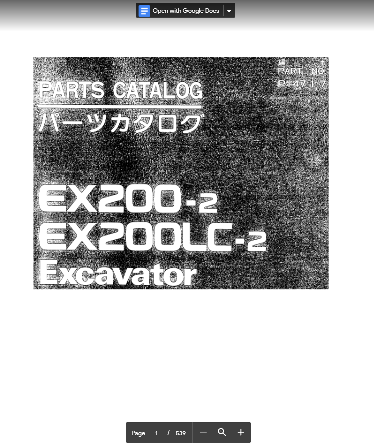 HITACHI EX200-2 PARTS CATALOG Excavator