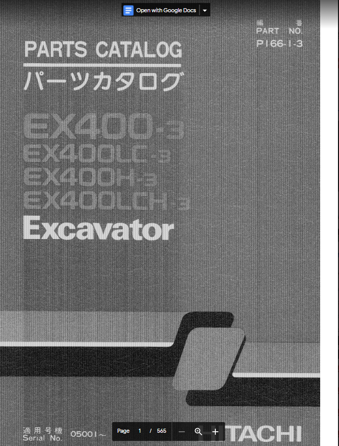 HITACHI EX400-3 PARTS CATALOG EXCAVATOR
