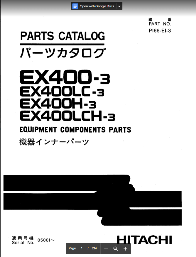 HITACHI EX400-3 PARTS CATALOG