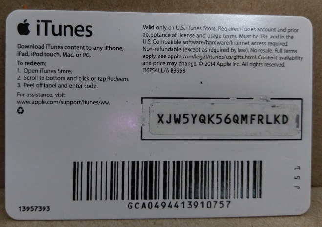 Карта предоплаты itunes