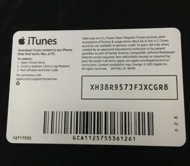 Buy iTunes Gift Card $5 USA = Photo of the back side!SALE and download