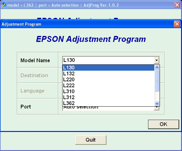 Epson adjustment program reset l220