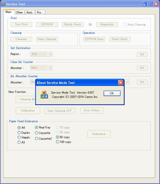 Canon service mode tool version 1050 printer Canon service mode tool version 1050 printer