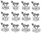King Are Born in Month svg,cut files,silhouette clipart