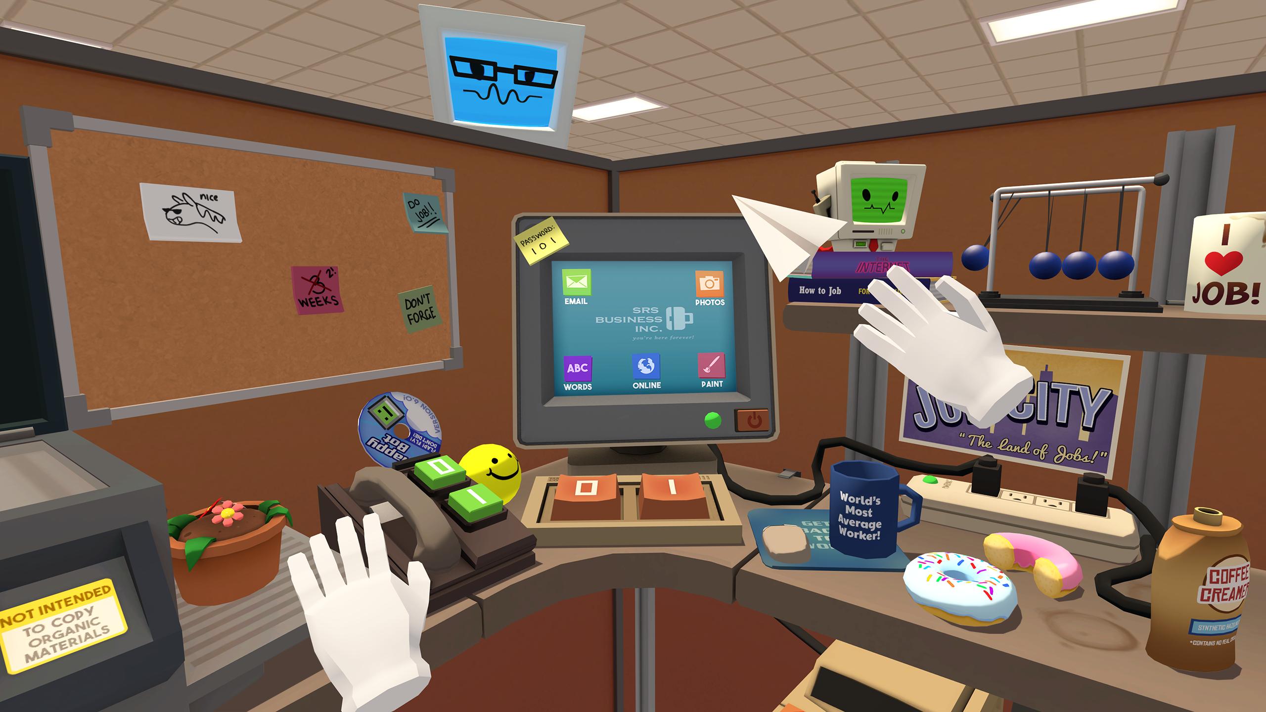 Собирать работа игра. Джоб симулятор ВР. ВР симулятор работника. VR игра job Simulator. PLAYSTATION VR job Simulator.