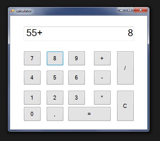 Как сделать калькулятор на c. Калькулятор на c#. Windows forms калькулятор. Калькулятор c# Windows forms. Виндовс форм c# калькулятор.