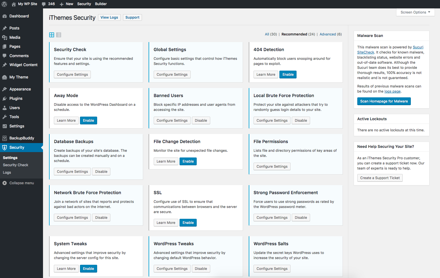 Wordpress new. Ithemes – security pro – wordpress. wordpress dashboard. как защитить сайт сделанный на вордпресс. настройка сайта wordpress.
