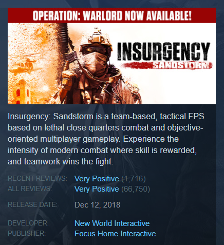 Insurgency: Sandstorm (Steam Key/Region Free/ROW) + 🎁