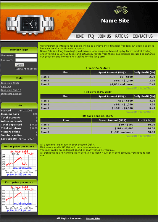 Шаблон для HYIP Manager Pro