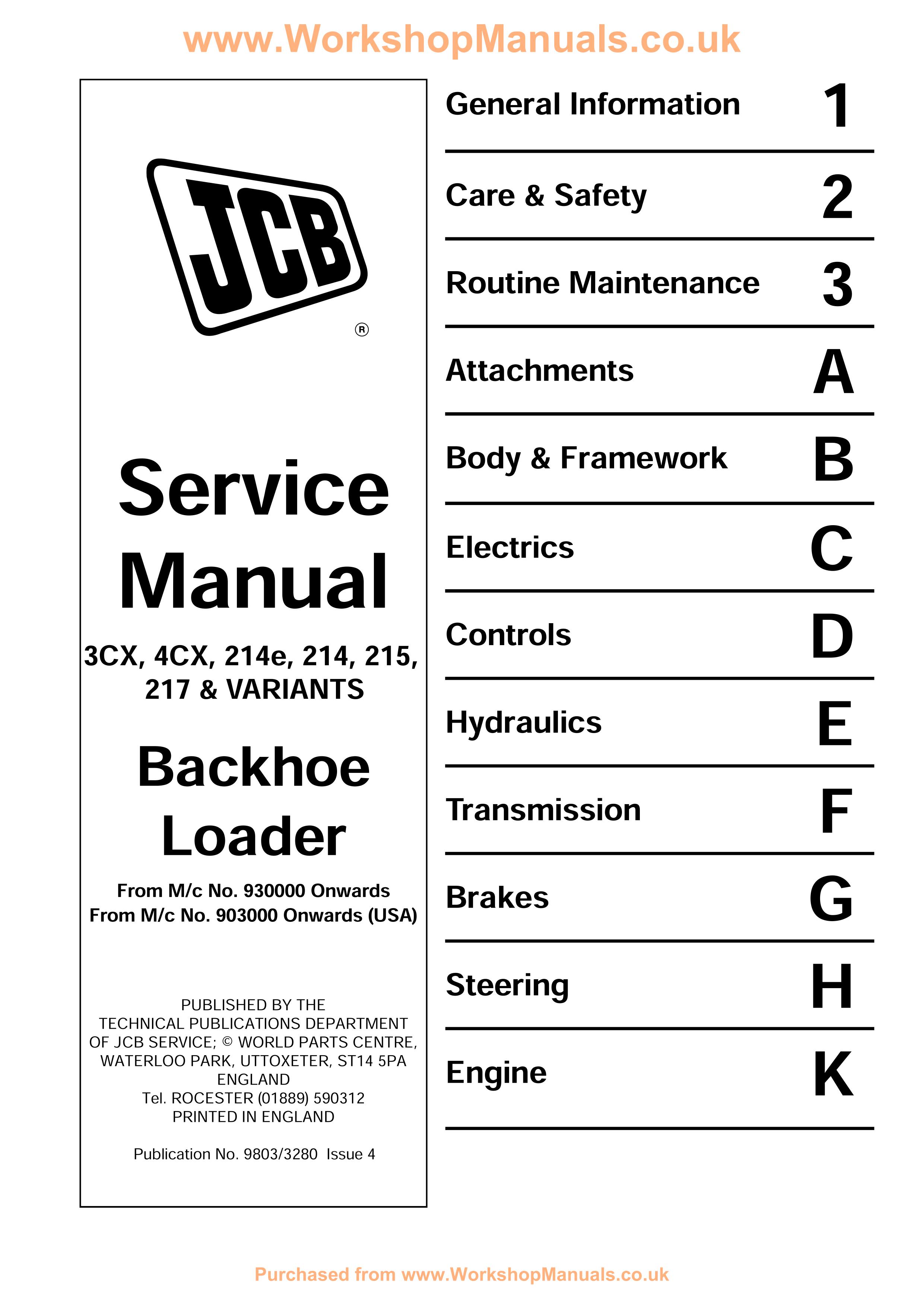 Service Manual JCB backhoe loader 3cx 4cx eng