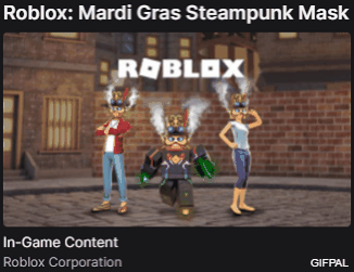 Roblox: Mardi Gras Steampunk Mask 🔑 Drop #4