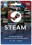 STEAM WALLET GIFT CARD $50 USD | USA + БОНУС 🎁