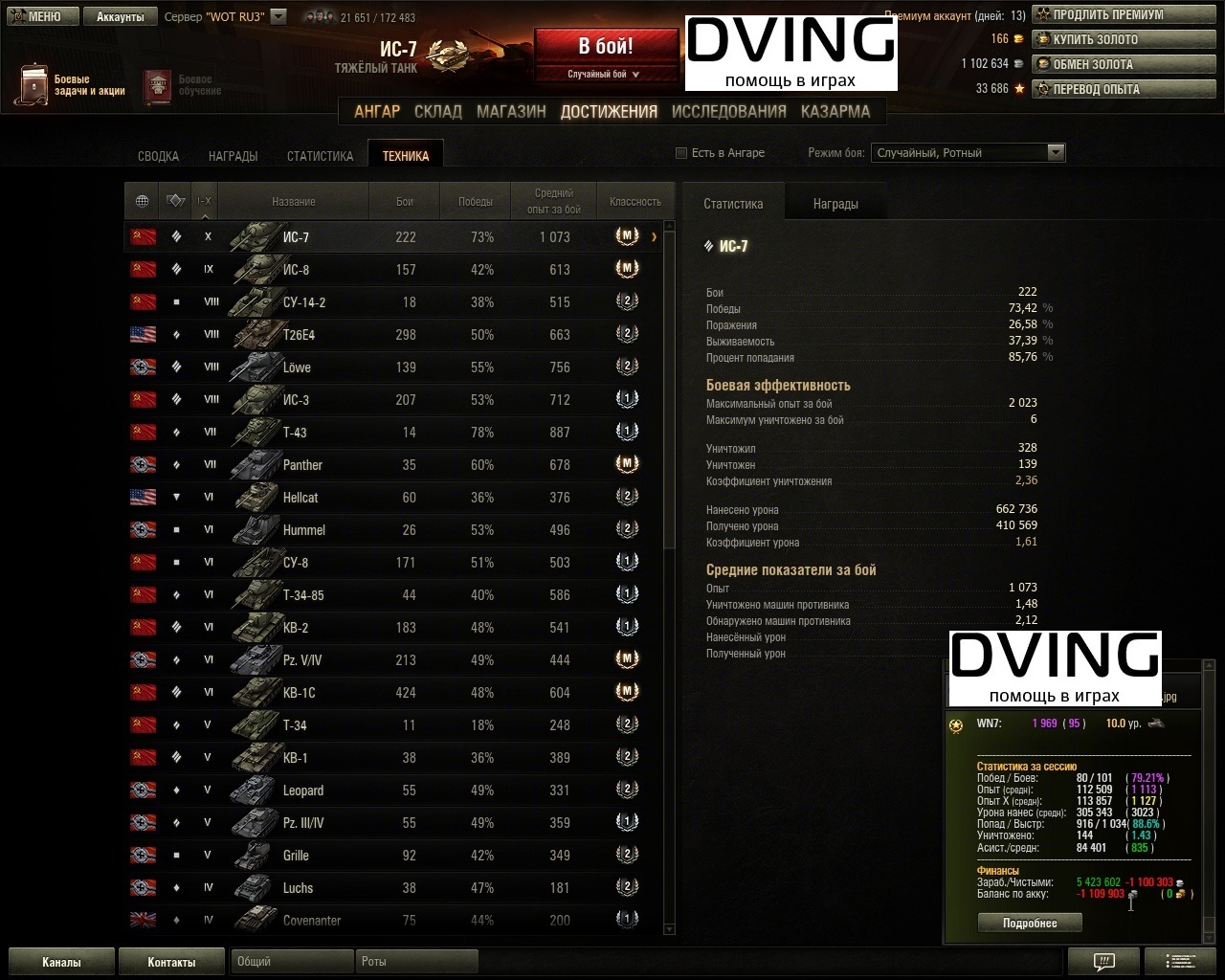 Fights WN8 3500+  World of Tanks