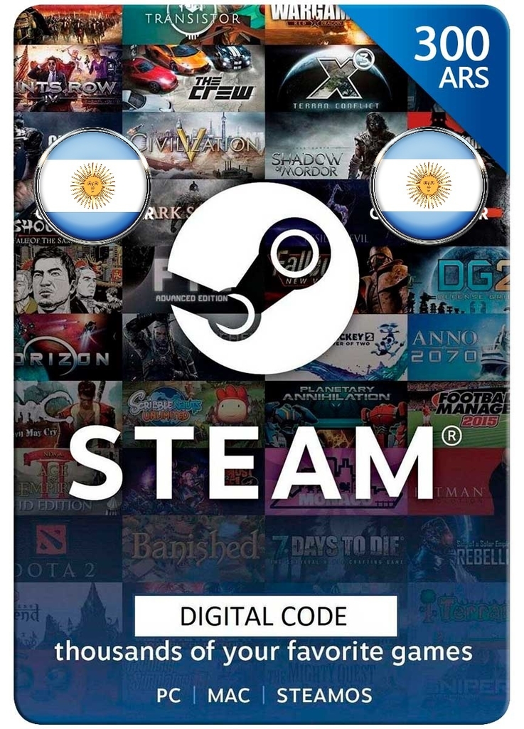 Buy STEAM WALLET GIFT CARD 300 ARS (ARGENTINA) (0 Fee) cheap, choose