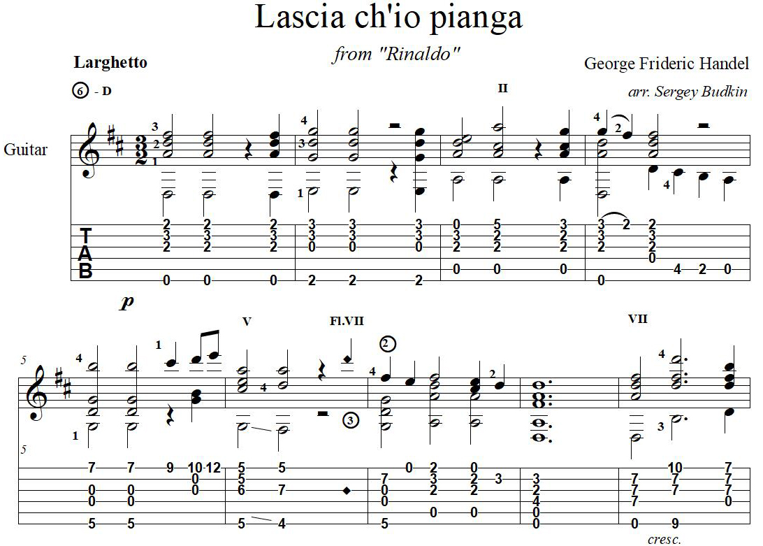 Lascia ch´io pianga - Rinaldo (Handel) guitar cover