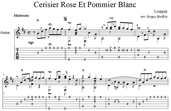 Cerisier rose et pommier blanc (Louiguy) guitar cover