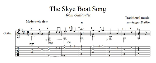 The Skye Boat Song (Outlander) - guitar cover
