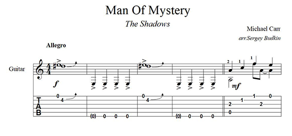 Man Of Mystery (The Shadows) - guitar cover
